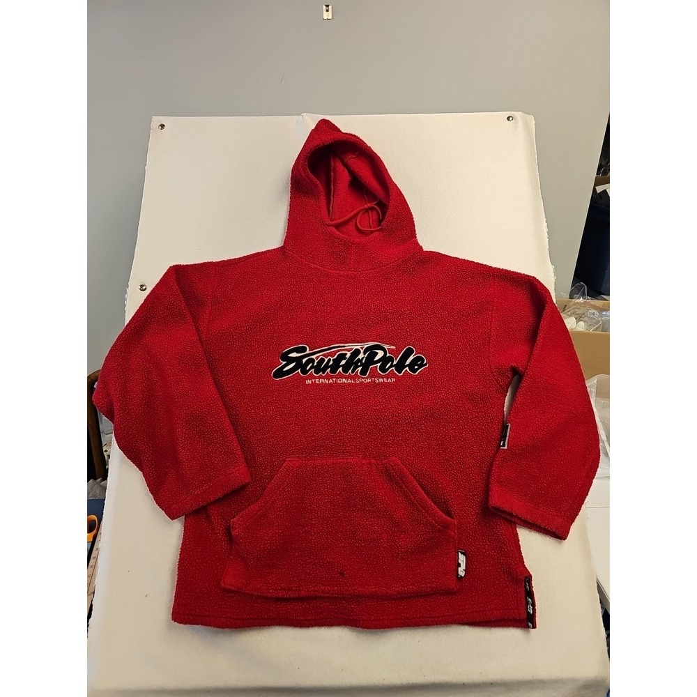 Vintage Y2K 90s Southpole‎ Red Pullover Hoodie Skate Style Oversize Fleec Size L